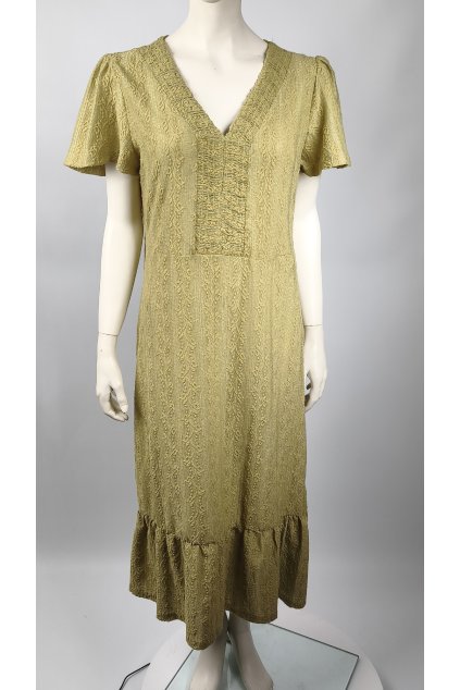 Zelené šaty Laura Torelli s textúrovaným vzorom a krátkymi rukávmi