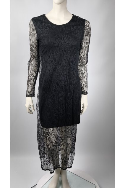 Dámske čipkované šaty OVS s priehľadnými rukávmi