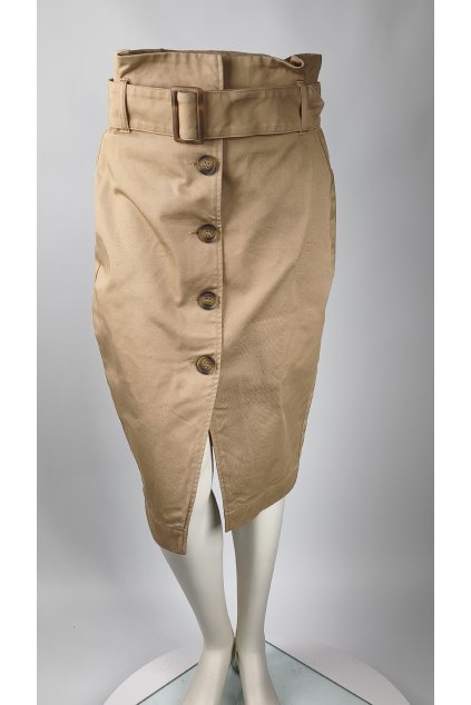 Béžová sukňa H&M s opaskom a gombíkmi, veľkosť 38