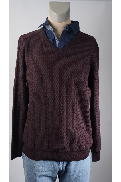 Vínový pánsky sveter RED JACK s V-výstrihom