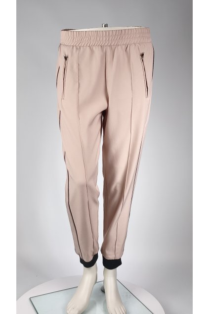 Ružové nohavice ZARA s elastickým pásom a zipsmi.