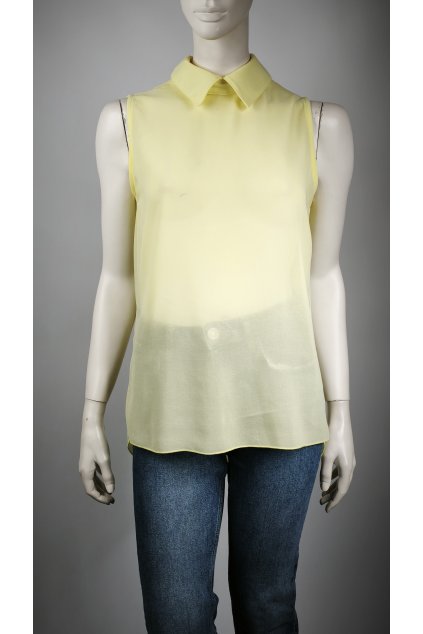 Žltá blúzka bez rukávov s golierikom