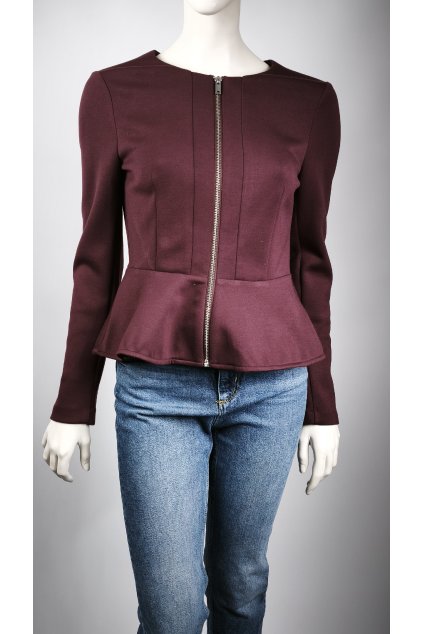 Bordové dámske sako H&M so zipsom