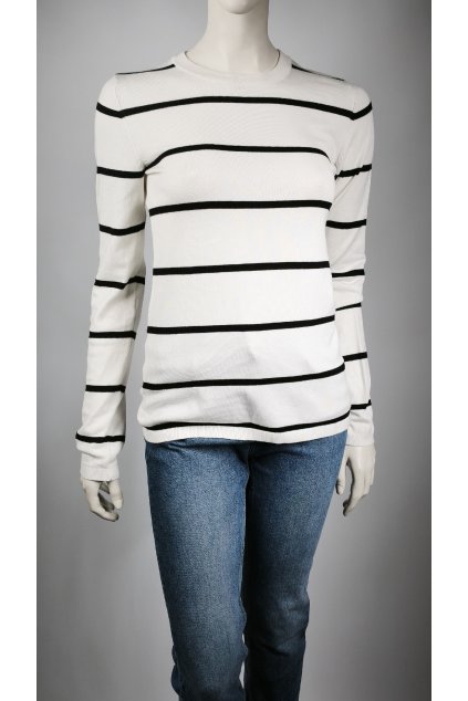 Biely sveter s čiernymi pruhmi SINSAY - M