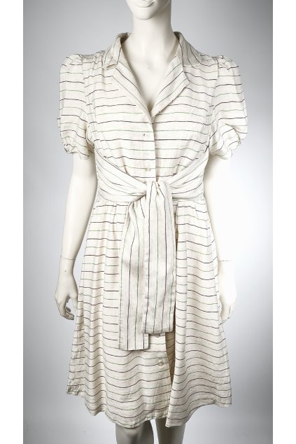 Pruhované šaty DKNY s opaskom