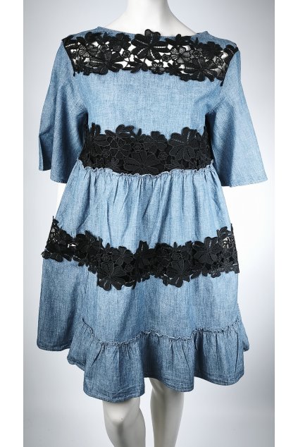 Modré šaty s čipkovými detailmi od SEE BY CHLOE
