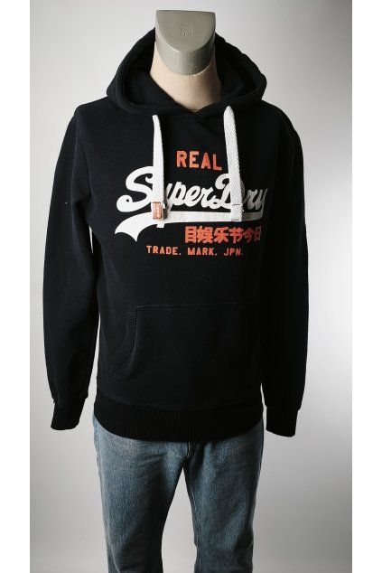 Čierna mikina SUPERDRY s logom a kapucňou