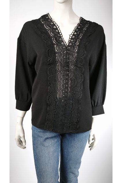 Čierna blúzka s čipkou M&G (Monogram)