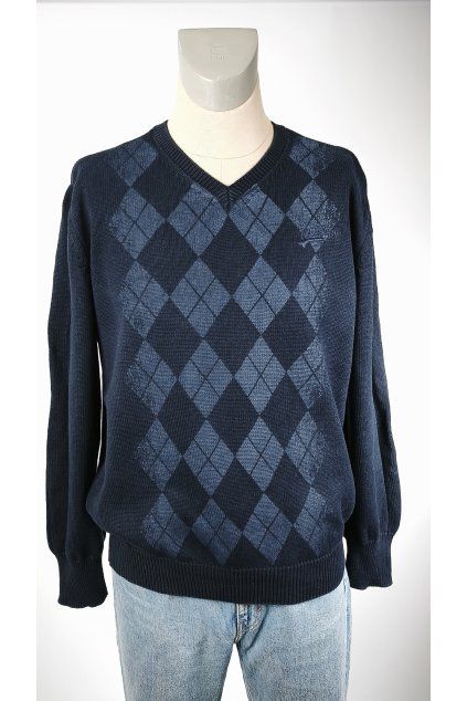 Modrý sveter MUSTANG s kosoštvorcovým vzorom