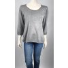 Sivý svetrový top s jemným zlatým lemovaním od JOYFUL, veľkosť XL
