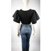 Čierny top ZARA s nadýchanými rukávmi - S