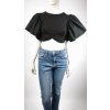 Čierny crop top ZARA s nadýchanými rukávmi