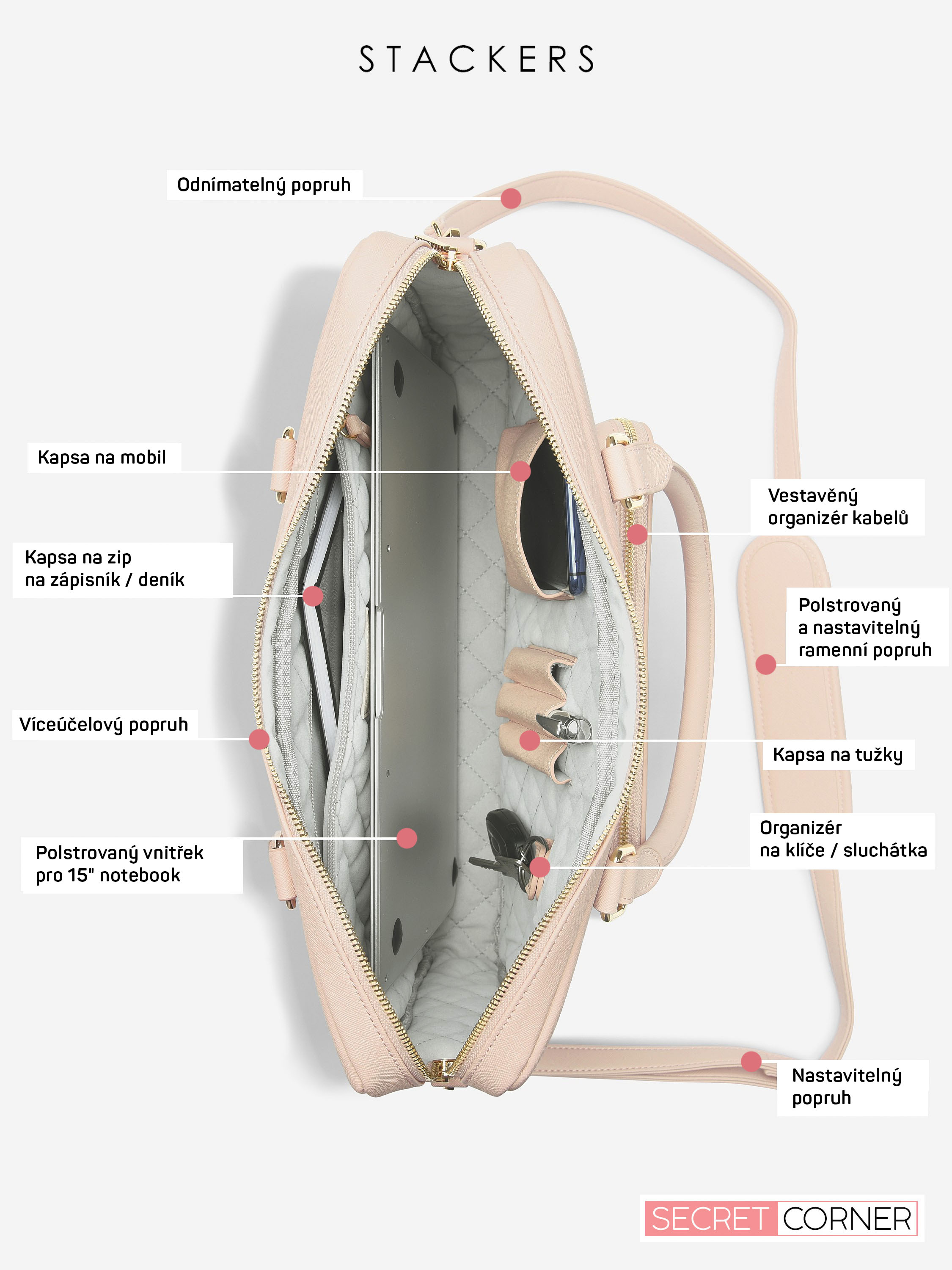 damska-taška-Stackers-laptop-blush-ruzova