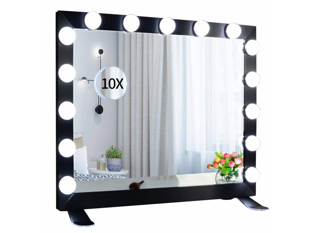 Hollywoodské make-up zrcadlo s osvětlením MMIRO L611B, 68 x 56 cm | černá -  na SecretCorner.cz