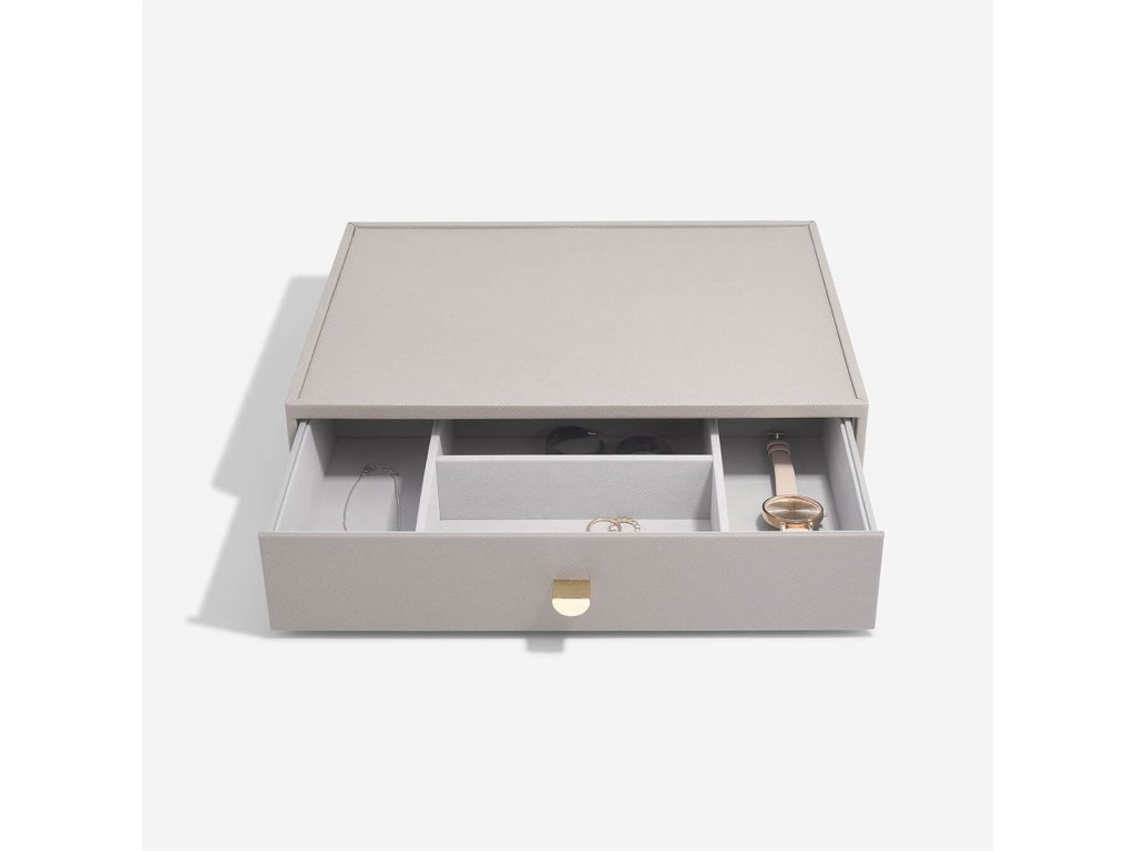 Box se šuplíkem na šperky Stackers Taupe Supersize Accessory Drawer  | šedobéžová