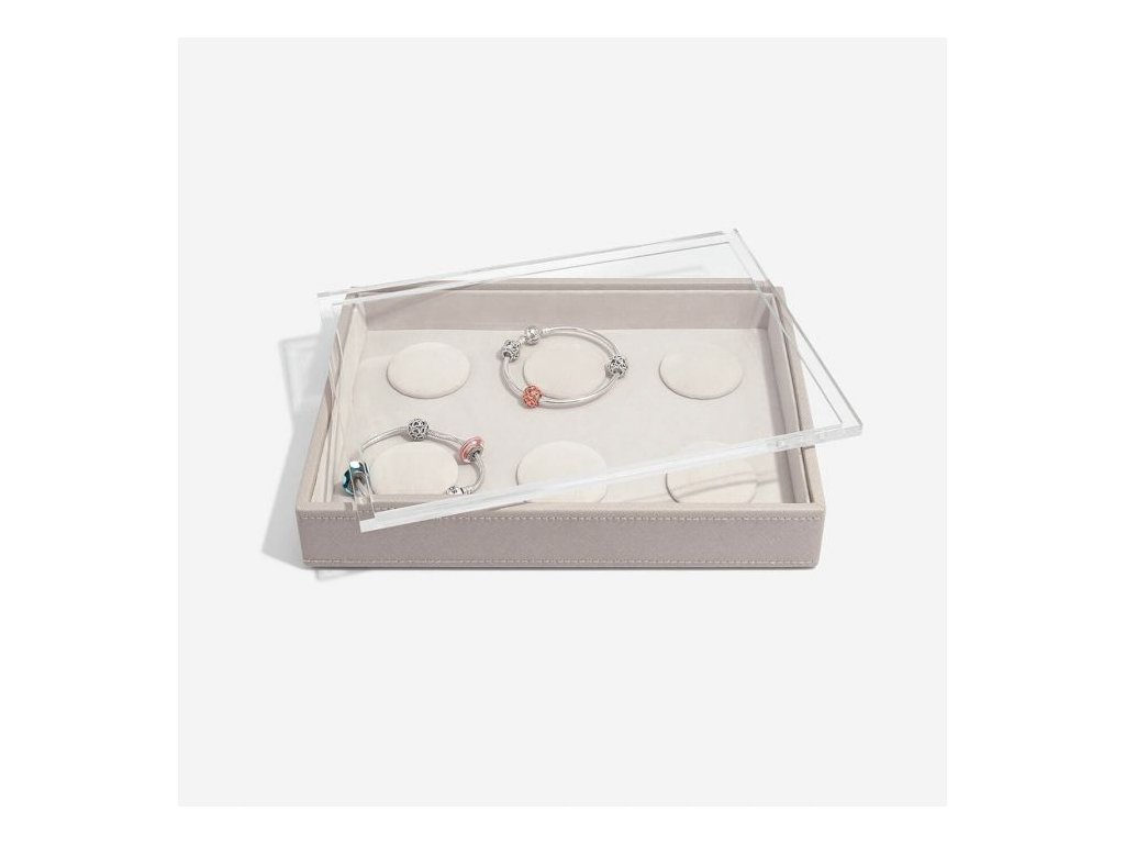 Box na šperky s průhledným víkem Stackers Taupe Classic 6 Charm Bracelet | šedobéžová