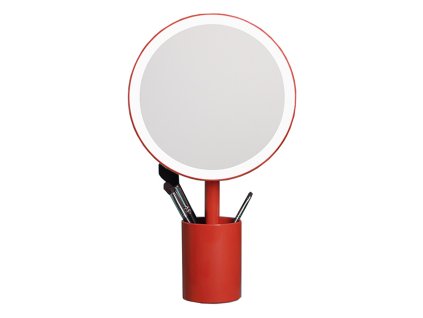 Kosmetické zrcadlo s osvětlením MMIRO Brush Holder Mirror DL06 | červená