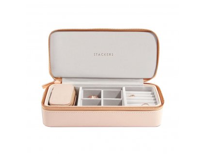 Velká cestovní šperkovnice Stackers Blush Large Zipped Jewellery Box | růžová