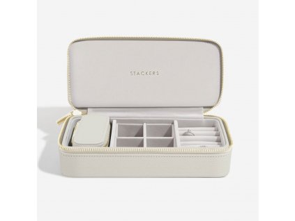 Cestovní šperkovnice Stackers Oatmeal Large Zipped Jewellery Box | krémová