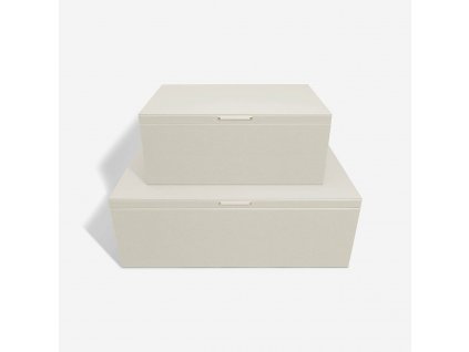 Sada úložných boxu Stackers Oatmeal & Brushed Gold Set of 2 Storage Boxes | krémová