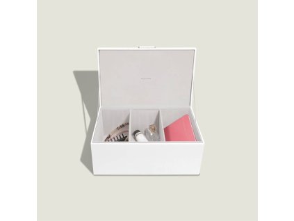 Pebble White & Brushed Gold Medium Storage Box