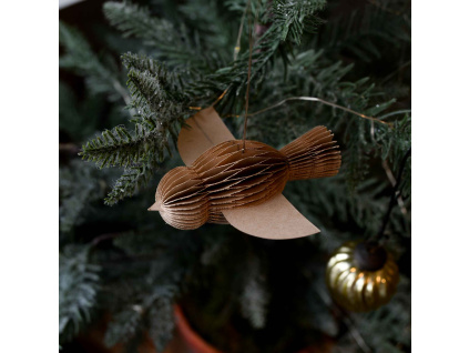 Vánoční ozdoba Broste PAPER BIRD, pták| stříbrná