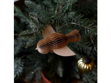 Vánoční ozdoba Broste PAPER BIRD | stříbrná