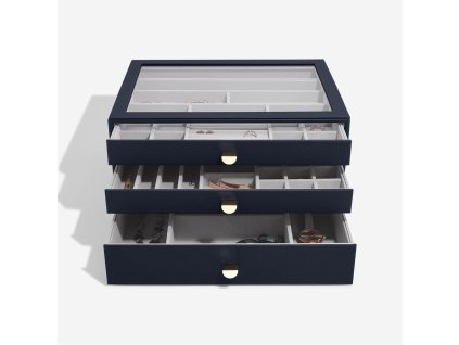 Šperkovnice se šuplíky 3 v 1 Stackers Navy Pebble Supersize Drawers | tmavě modrá