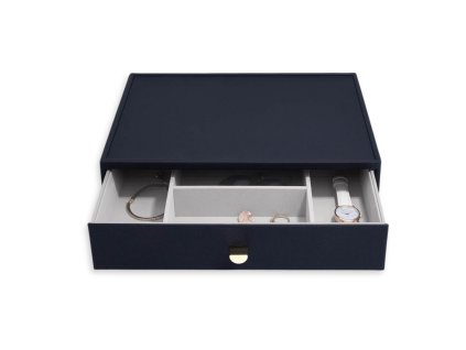 Box se šuplíkem na šperky Stackers Navy Pebble Supersize Accessory Drawer | tmavě modrá