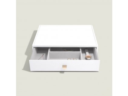 Box se šuplíkem na šperky Stackers Pebble White Supersize Accessory Drawer  | bílá