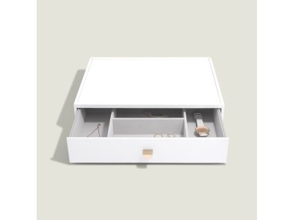 Box se šuplíkem na šperky Stackers Pebble White Supersize Accessory Drawer  | bílá