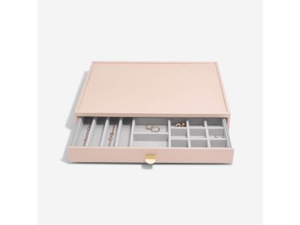 Box se šuplíkem na šperky Stackers Blush Supersize All In One Drawer  | růžová