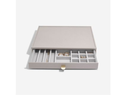 Box se šuplíkem na šperky Stackers Taupe Supersize All In One Drawer | šedobéžová