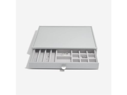 Box se šuplíkem na šperky Stackers Pebble Grey Supersize All In One Drawer  | šedá