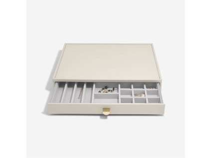 Box se šuplíkem na šperky Stackers Oatmeal Supersize All In One Drawer | krémová