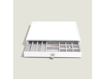 Box se šuplíkem na šperky Stackers Pebble White Supersize All In One Drawer | bílá