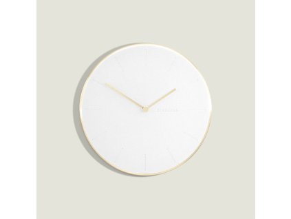 Nástěnné hodiny Stackers White & Brushed Gold Clock | bílá