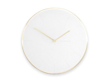 Nástěnné hodiny Stackers White & Brushed Gold Clock | bílá