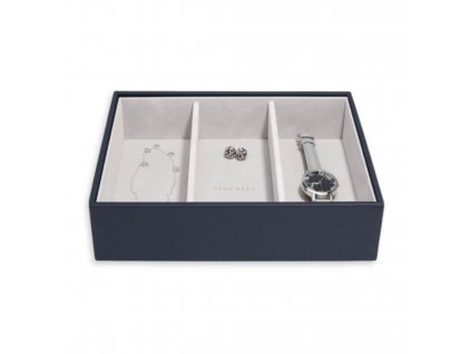 Box na šperky a hodinky Stackers Navy Blue Classic Watch & Accessory Layer | tmavě modrá