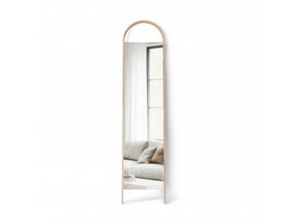Stojací zrcadlo v dřevěném rámu Umbra Bellwood, 196 cm | přírodní