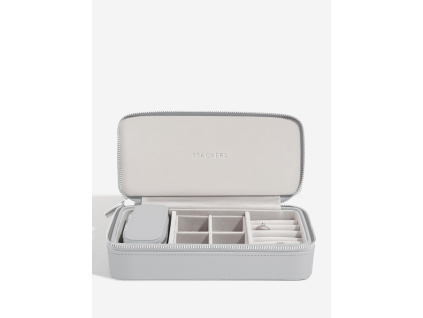 Velká cestovní šperkovnice Stackers Pebble Grey Large Zipped Jewellery Box | šedá