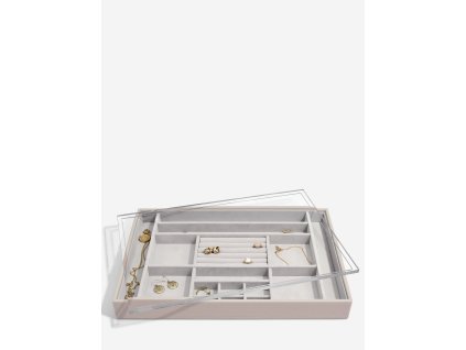 Box na šperky s průhledným víkem Stackers Taupe Supersize Ring & Accessory Layer with Display Lid | šedobéžová  - 20% sleva s kódem "NAKUPY24"