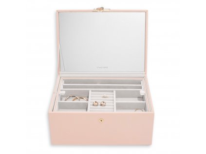 Luxusní šperkovnice se zrcadlem Stackers Luxury Classic Blush | růžová