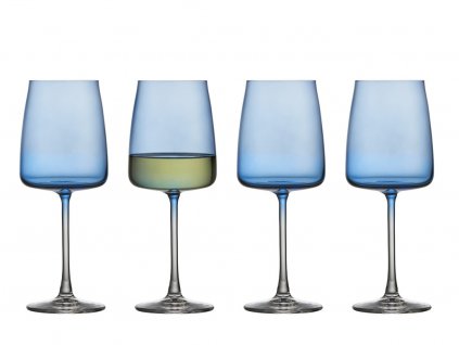 Sklenice na bílé víno Lyngby Glas Zero Blue, 430 ml | 4ks