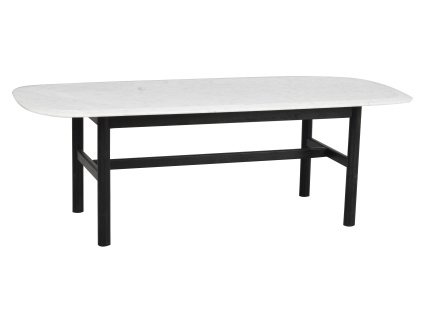 Oválný konferenční stolek Rowico Home HAMMOND 135x62 cm | Bílý/Černý