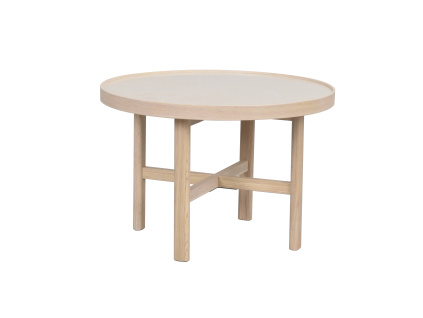 Kulatý konferenční stolek Rowico Home MARSDEN 60 cm | Běžový/Světle hnědý