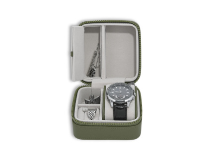 Cestovní šperkovnice na hodinky a šperky Stackers Green Canvas Watch & Jewellery Box | zelená