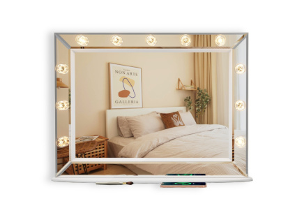 Hollywoodské make-up zrcadlo s osvětlením MMIRO SR638, zrcadlový ram - 84 x 62 cm