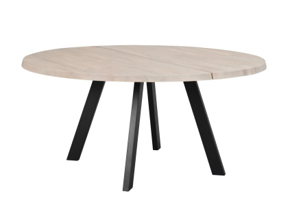 Jídelní stůl s dvoudílnou deskou Rowico Home FRED Whitewash/black, 160x160 cm | přírodní, černá