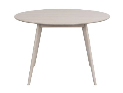 Kulatý jídelní stůl Rowico Home YUMI Whitewash, 115x115 cm | světle hnědá
